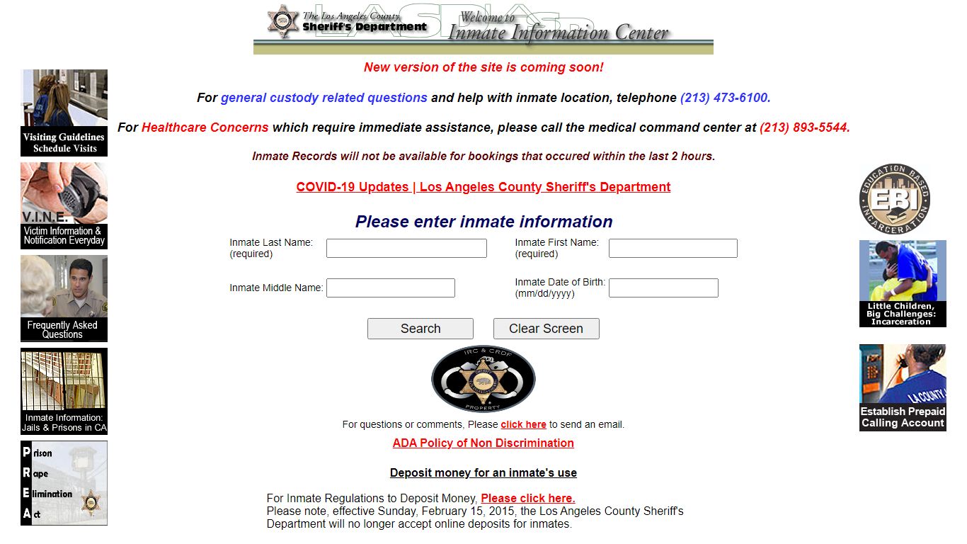 LASD Inmate Information Center - Inmate Search